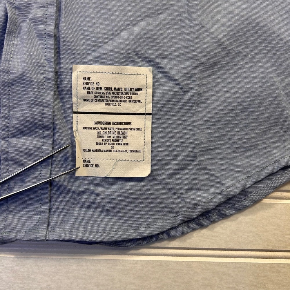 NWT DSCP Quarterdeck Collection Chambray SS Shirt Mens L Blue 8405-01-458-5543 - Picture 10 of 14